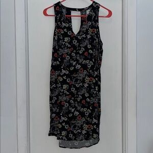 Floral Black Sleeveless Dress